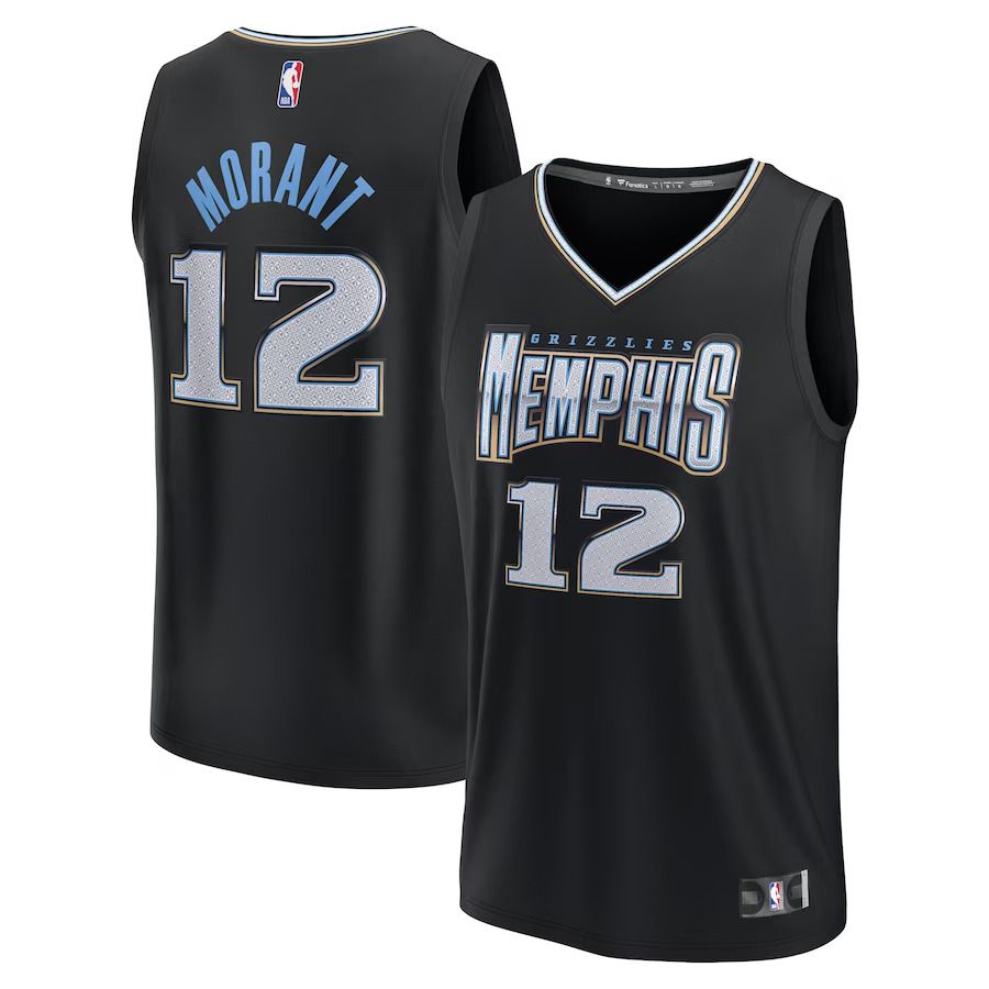 Men Memphis Grizzlies #12 Ja Morant Fanatics Branded Black City Edition 2022-23 Fastbreak NBA Jersey